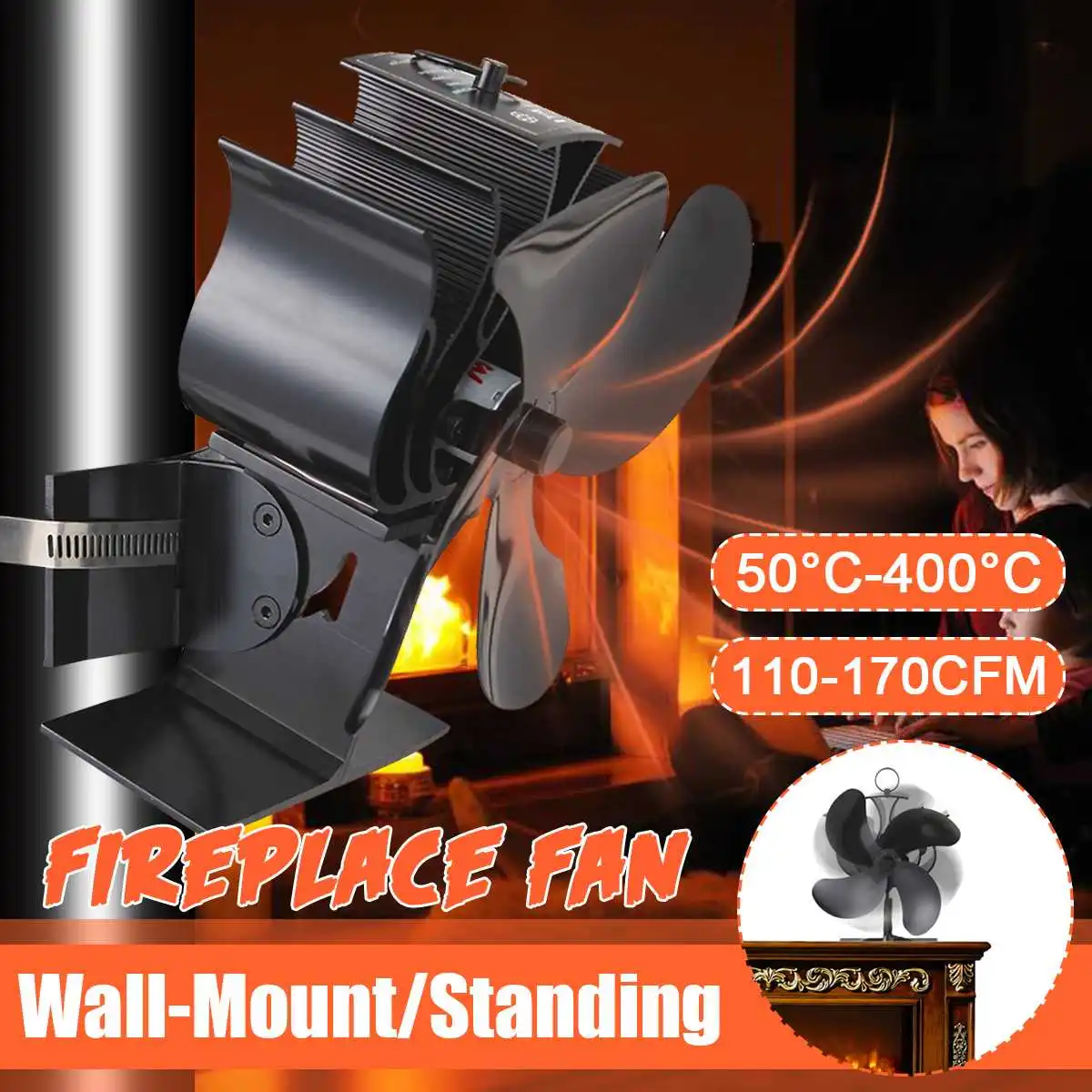 

Pipe Mounted 4 Blades Heat Powered Wood Burner Ecofan Home Fireplace Fan Efficient Heat Distribution Efficient Quiet Stove Fan