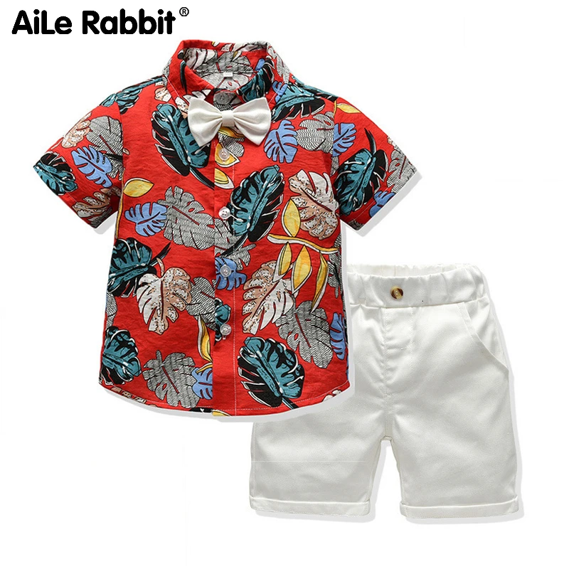 2020 Boys Clothes Set Children's Clothing Suit Short Sleeve Shirt Pants 2 Piece Shorts Gentleman Bow |