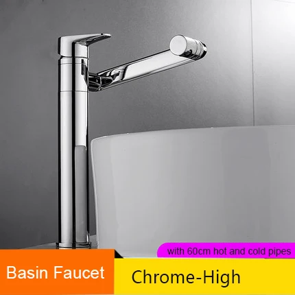chrome high Senlesen Basin Faucet Black Bathroon Mixer Tap Deck Mounted Basin Sink Countertop Faucet Hot and Cold Water - Цвет: chrome high