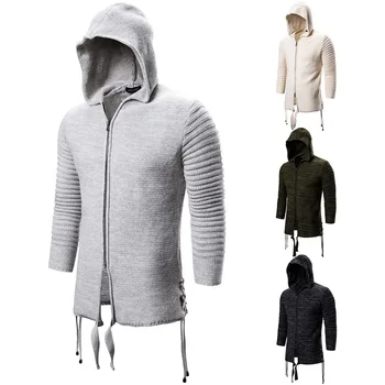 

2020 New Fashion Brand Sweater For Mens Knit Cardigan Men's Jacket Solid Men's Sweater Hooded Zip Sweater