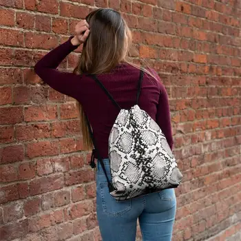 

Fashion Snake Skin Bag 3D Digital Printing Drawstring Backpack Women Girls Snake Fashion Travel School Knapsack