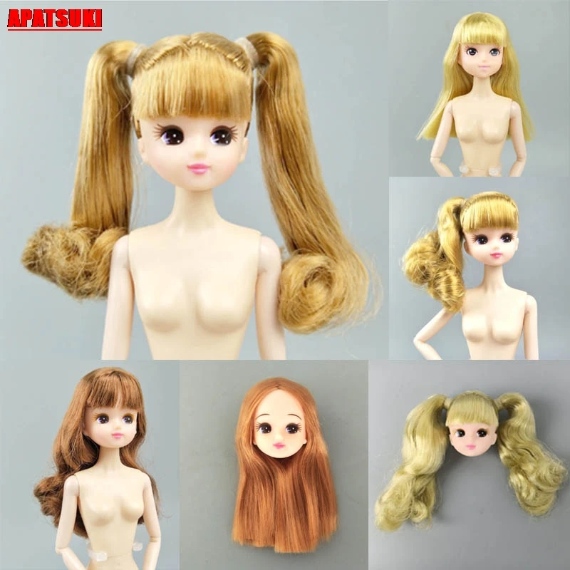 Мягкая пластиковая голова куклы сделай сам 1:6 для Licca головки 1/6 BJD с волосами