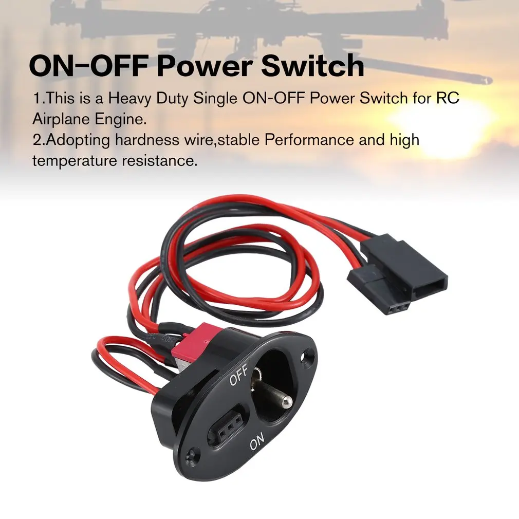 

CNC Aluminum Alloy Heavy Duty Oval Single ON-OFF Power Switch With Futaba JR Cable For RC Airplane Models