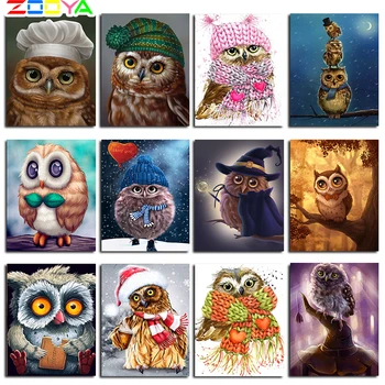 

Diy 5D Diamond Embroidery Animal Owl Full Set 5D Diamond Painting Small Cute Owl Round/Square Diamond Mosaic Cross Stitch Kits
