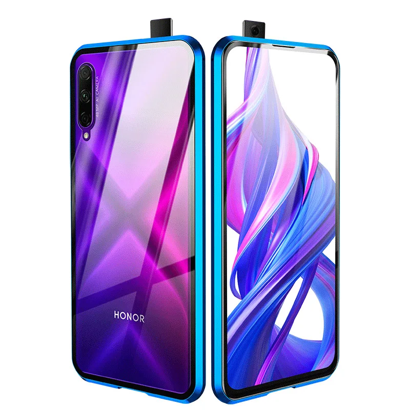 

R-just Full Body Glass Magnetic Case For Huawei Honor 9x/Honor 8x Metal Tempered Glass Back Cover For Honor 8x Case