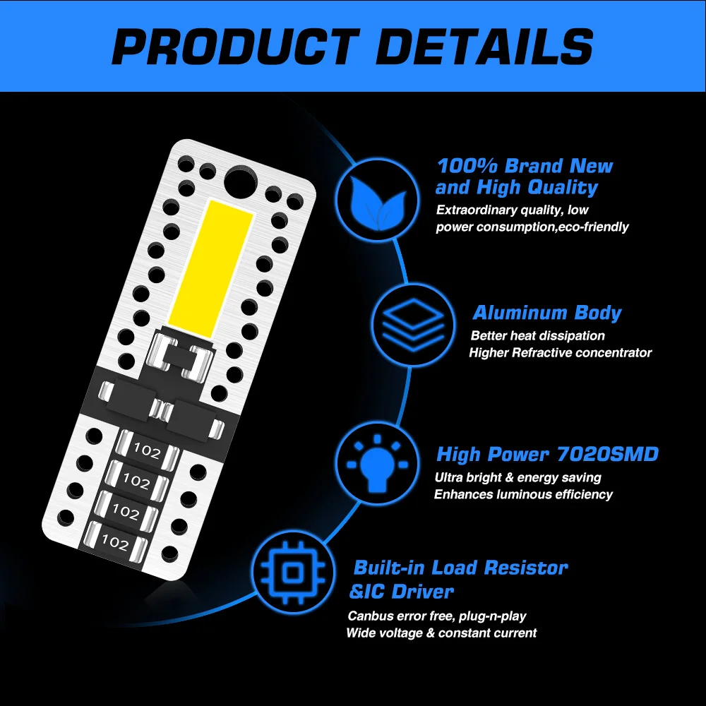 NOVSIGHT W5W 194 T10 LED  ڵ   7020 SMD LED   6000K 12V 100LM IP68 ڵ   ȣ 
