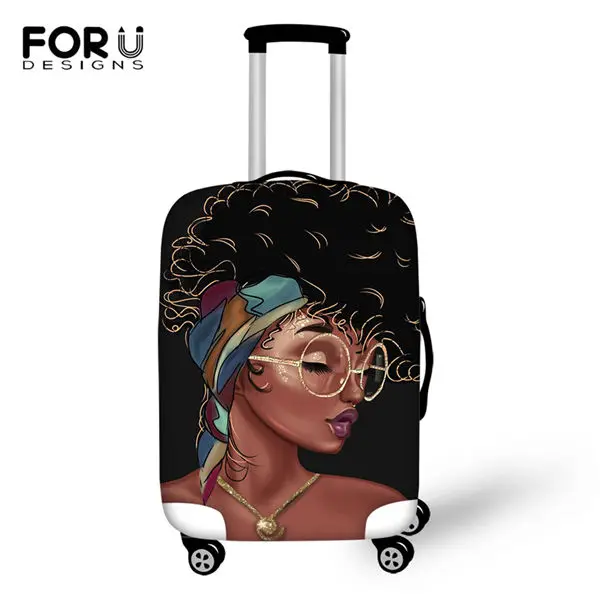 FORUDESIGNS/Модный чехол для багажа, черный Африканский узор для девочек, аксессуары для путешествий, афро-художественный дизайн, водонепроницаемый чемодан, чехол - Цвет: CDWX3956LMS