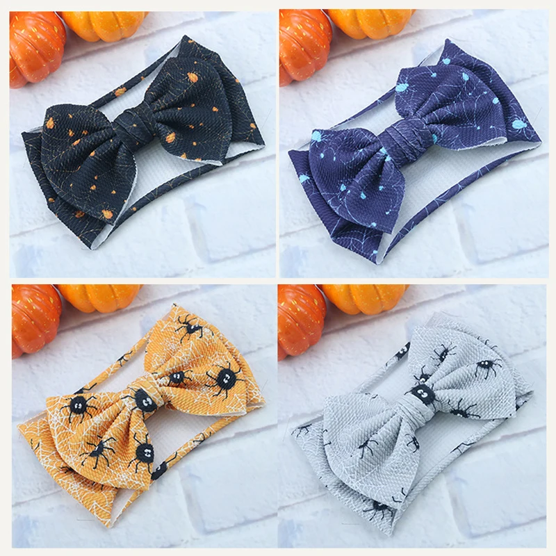 

Pumpkin Bow Baby Headband Headwear Hallowmas Super Soft Elastic Handmade Baby Headbands For Girls Newborn Hair Band Accessories