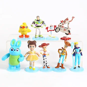 

4 Buzz Lightyear Woody Jessie Bo Peep Forky Ducky Bunny Gabby Duke Caboom Figures Toys Gift for Kids 9pcs/set
