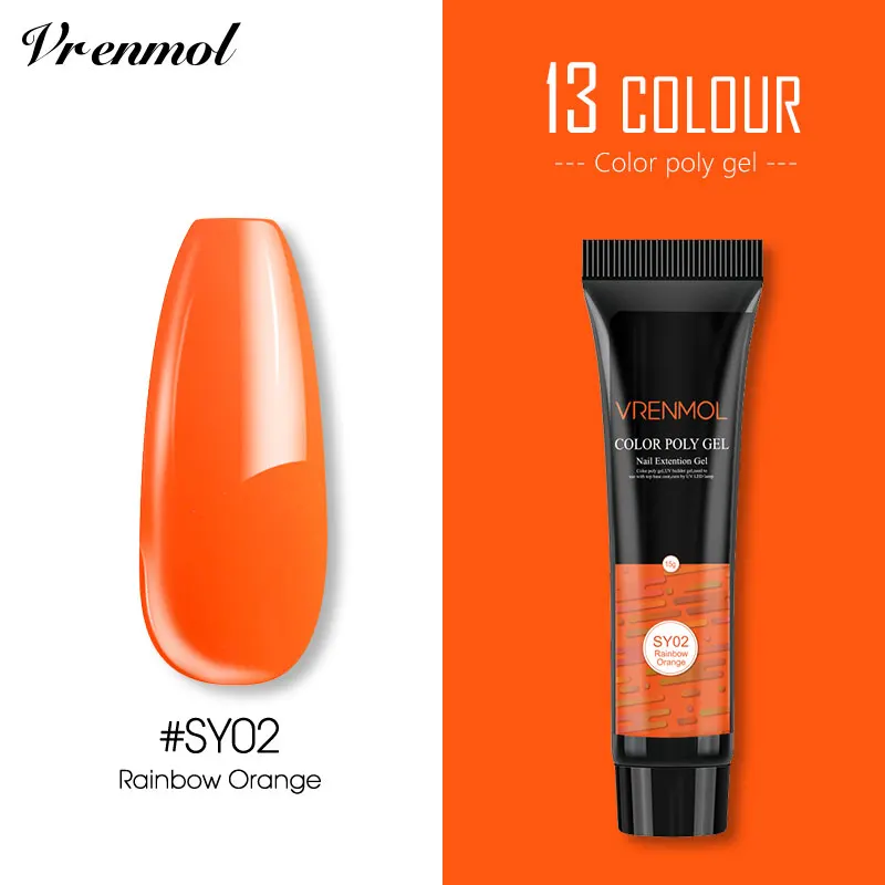 15ml SY02 Vrenmol цветной полигель для наращивания ногтей, ремонт ногтей, блеск, полигель, Кристальный бриллиант, желе, твердый для маникюра, строительный гель - Цвет: 15ml SY02