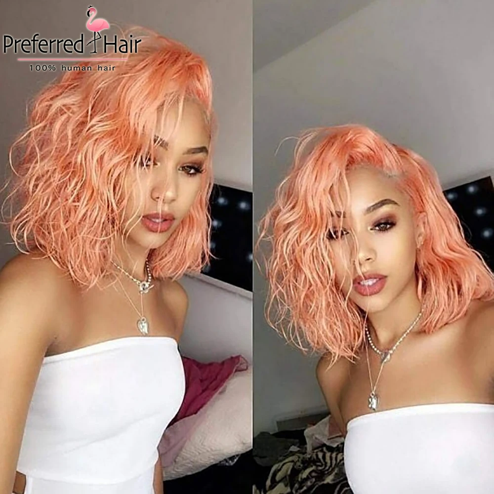 

Preferred Short Bob Lace Front Wig 13*6 Human Hair Wig For Black Women 150% Remy Brazilian Remy Wig Pre Plucked With Baby Hair