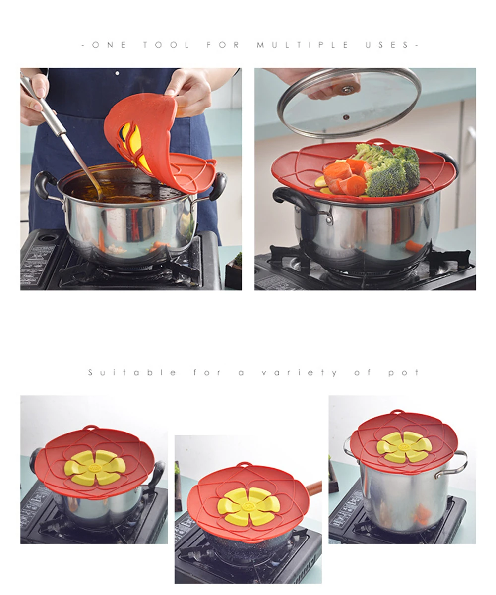 Силиконовая крышка для кастрюли, кастрюли, кухонные аксессуары, кухонные принадлежности, кухонная посуда с цветами, аксессуары для дома и кухни, гаджеты