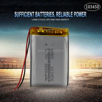 

3.7V 2000mAh 103450 Lipo Polymer Lithium Rechargeable Battery For GPS navigator MP5 GPS Bluetooth Speaker headset e-book camera