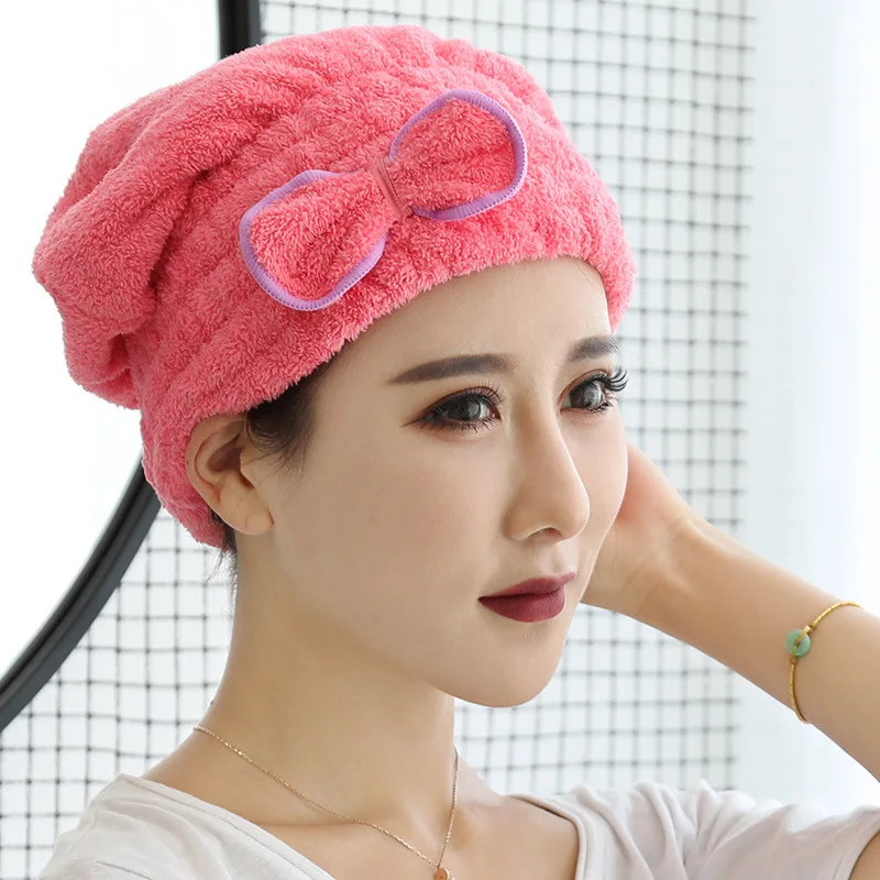 

6 Colors Microfiber Solid Quickly Dry Hair Hat Hair Turban Women Girls Ladies Cap Bathing Drying Towel Head Wrap Hat