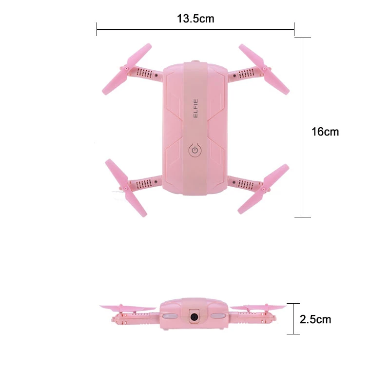 JJRC H37 Elfie Мини карманный селфи складной Дрон FPV 2MP HD камера Безголовый Wifi приложение управление высота удержания Квадрокоптер розовый