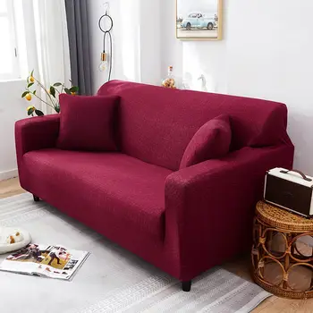 

Papa&Mima Stretch Sofa Cover 1234 L Shape Slipcovers Solid Color Couchs Case