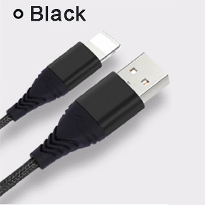 8PIN black Android универсальный USB кабель для передачи данных для мобильного телефона для тип-c IOS нейлоновый Плетеный зарядный кабель 2.4A Быстрая зарядка 1 м/2 м - Цвет: 8PIN black