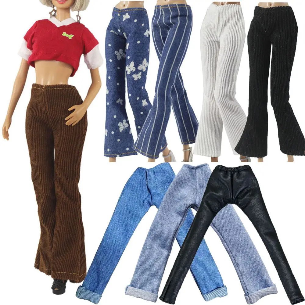 Multi-styles 11.5" Floral Jeans 1/6 BJD Dolls Leather Pants Dolls Trousers Casual Wears Fashion Kids Toys Clothes Accessories