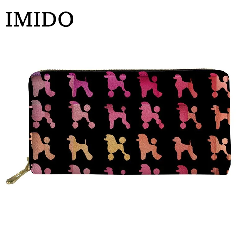 

IMIDO Designer Poodle Print Women's Wallet Zip Wallet Change Card Holder Women's Wallet Women's Leather Dog Walle Custom Wallet