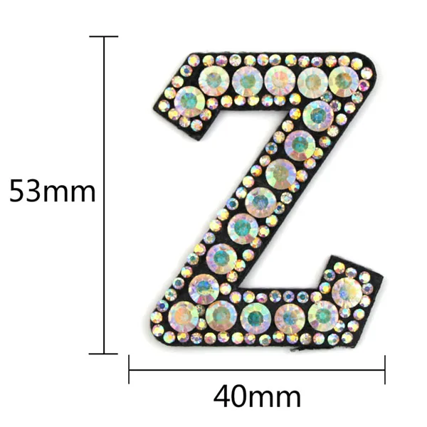 Z 26 Английских Букв, стразы, нашивки, 3D цифры, алфавит, стразы, аппликация, A-Z, 1-9, железные нашивки, Значки для имени, сделай сам, одежда - Цвет: Z