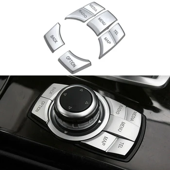 

5Pcs Interior Multi-Media 7 Buttons Cover Trim For BMW 3 4 5 6 X5 X6 Series