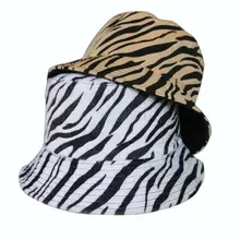 Унисекс из искусственного войлока Harajuku Панама с принтом зебры Двусторонняя Панама Кепка