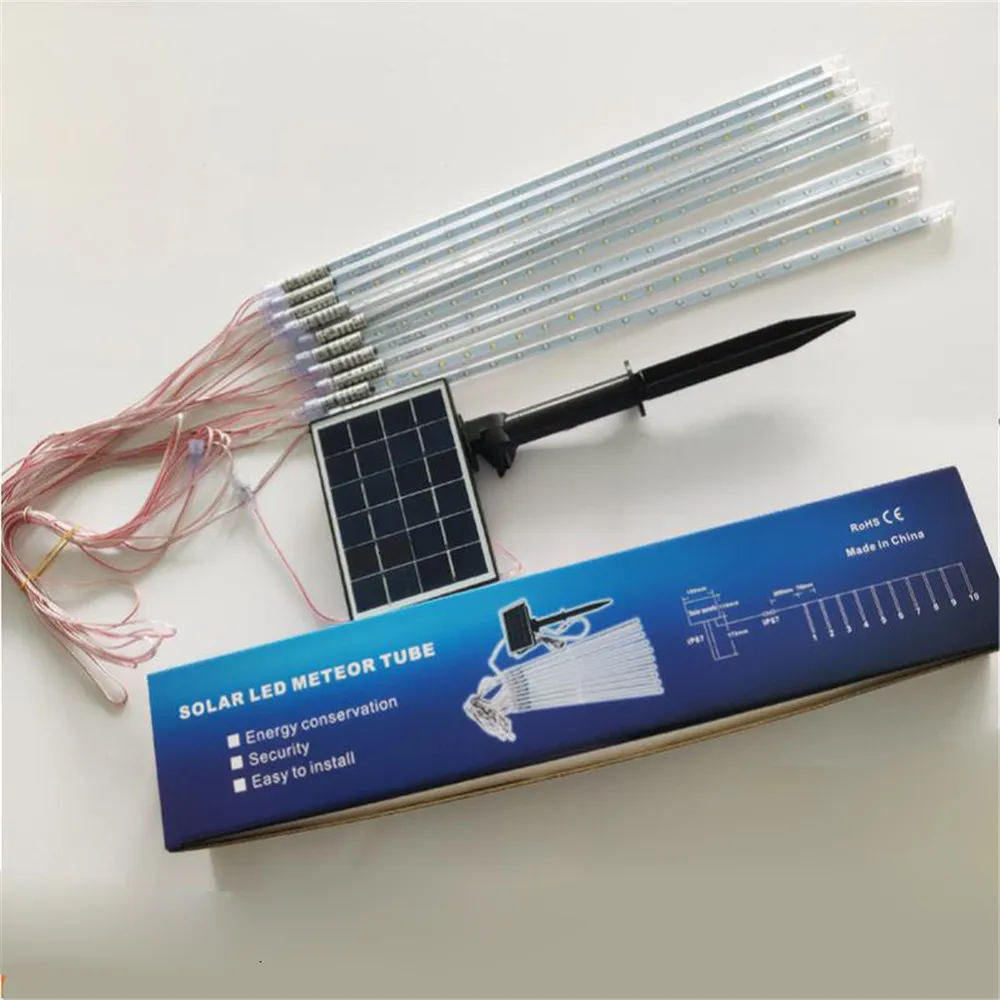 Chuva de Meteoros Árvore de Natal 50cm de Energia Luz ao ar Tubos Solar Livre 360 ° Fada String Luz Impermeável Decora 10 400led 8 livre 360 ° fada string luz impermeável árvore de natal decora