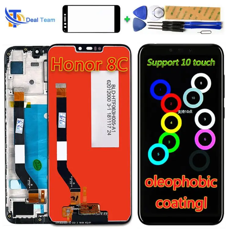 

Deal Team 10 Touchs Lcd Display For Huawei Honor 8C Touch Screen Oleophobic coating Digitizer Assembly Honor Paly 8C Frame Gift