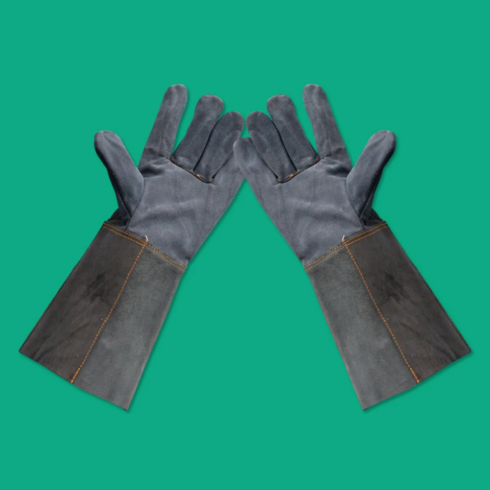 36 см сверхпрочные сварочные перчатки кожа воловья кожа защита для рук анти-ожогов брызгозащищенные с длинным рукавом рабочие защитные перчатки