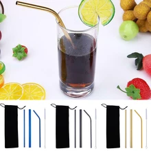 Нержавеющая сталь металл питьевой соломы Многоразовые трубочки+ комплект щеток для чистки не горит и не выцветает