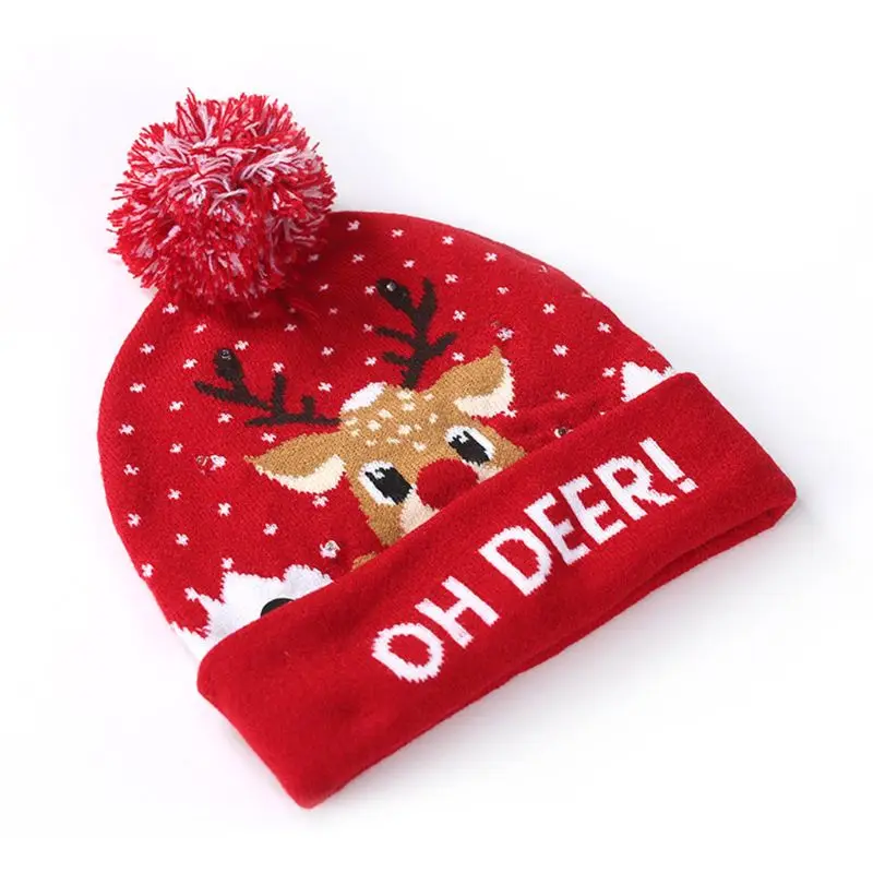 Christmas LED Knitted Beanie Hat Unisex Men and Women Winter Snow Holiday Beanie Cap Christmas Hat Xmas Gift 10 Styles