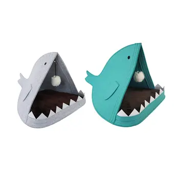 

Creative shark modeling felt pet bed Four seasons removable and washable Multifunction Felt Cat And dog nest