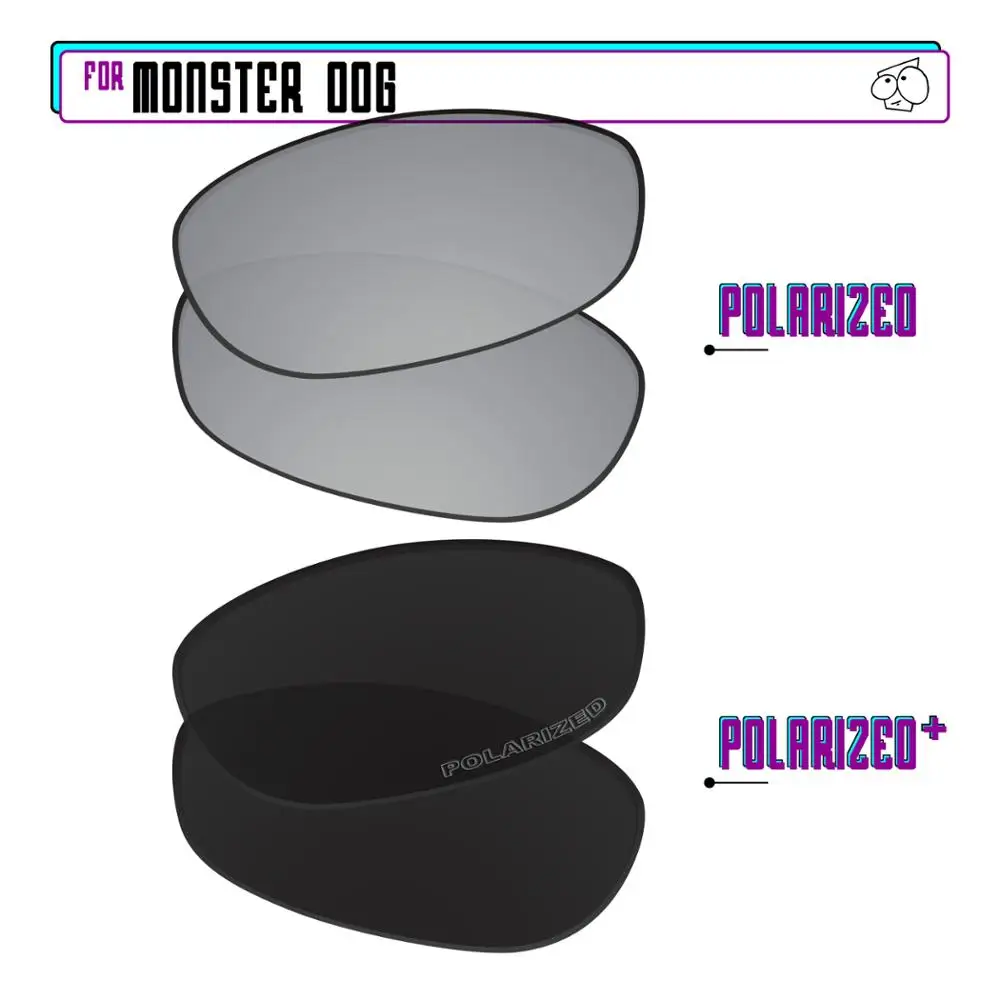 

EZReplace Polarized Replacement Lenses for - Oakley Monster Dog Sunglasses - BlackP Plus-Silver P