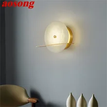 

AOSONG Brass Indoor Wall Light White Marble Sconce Lamp Luxury LED Balcony For Home Corridor Bedroom