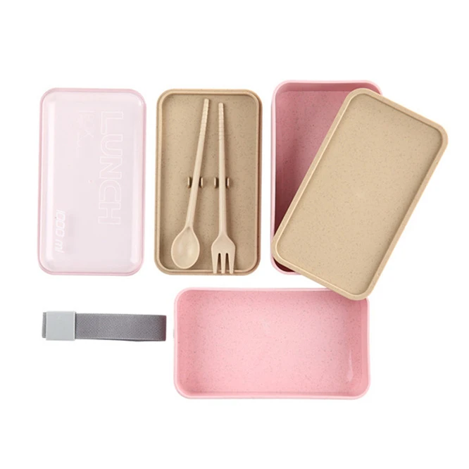 

EMS 10pcs 1000ml Frosted material Lunch Box Wheat Straw Bento Boxes Microwave Dinnerware Food Storage Container Lunch Box