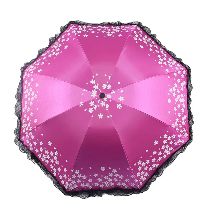 Изысканный полный затемненный цветной зонтик, кружевной зонтик для дождя, женские модные дугообразные Зонты принцессы, женский зонтик, подарок - Цвет: 02