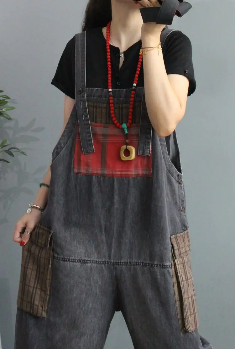 Max LuLu 2020 New Autumn Korean Fashion Designer Womens Plaid Denim Trousers Ladies Printed Vintage Jeans Casual Loose Overalls