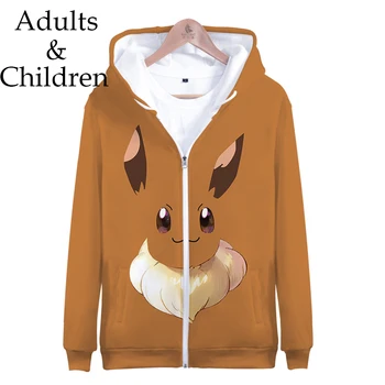 

3D Pokemon Zipper Hoodies Men Women Sweatshirts New Fashion Autumn Kids Hooded Casual boys girls 3D children zipper Hoody