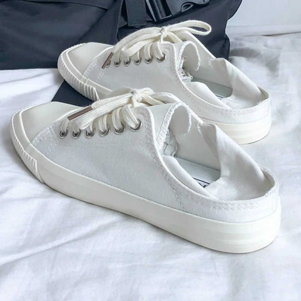 

Casual Black Women White Shoes Casual Sneakers Breathable Women Canvas Shoes Lace Up Mesh Platform Sneakers