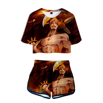 

The Seven Deadly Sins two piece set T-shirt + shorts suit cotton short-sleeved Leisure 3D Print Novelty Top Luxury Harajuku