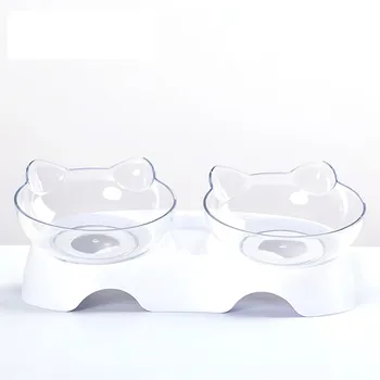 

15 Degree Tilt Pet Cat Dog Inclined Mouth Single/Double Drinking Water Protecting Cervical Vertebra Bowl lydg