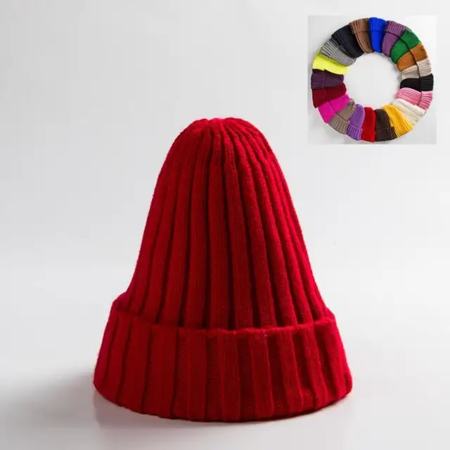 Unisex Hat Cotton Blends Solid Warm Soft HIP HOP Knitted Hats Men Winter Caps Women's Skullies Beanies For Girl Wholesale шляпа red