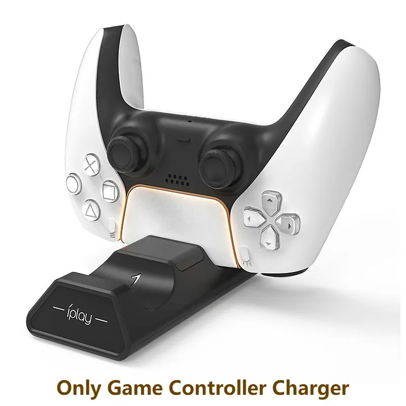 

Wireless Game Controller Dual Charger for PS5 with Conversion Head Rechargeable Breathing Light Game Controller Charger