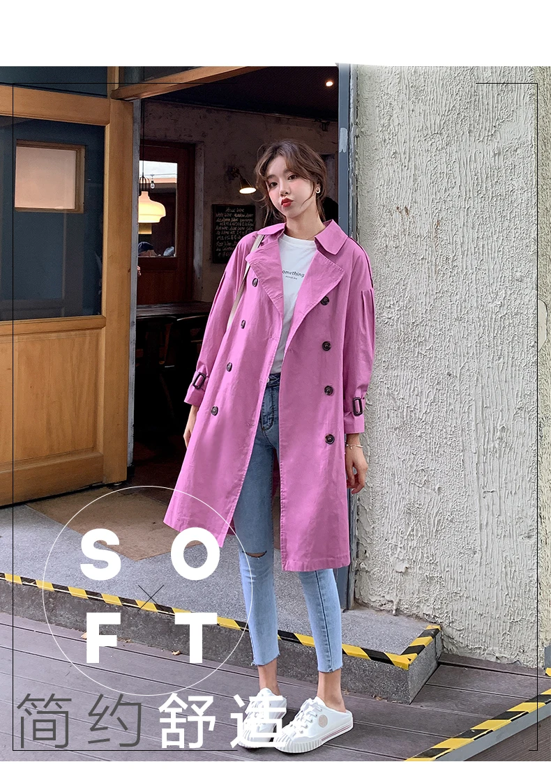 Корейский стиль, пасторальный стиль, изящное осеннее пальто выше колена на шнуровке, Популярная мода, свободный элегантный женский Тренч