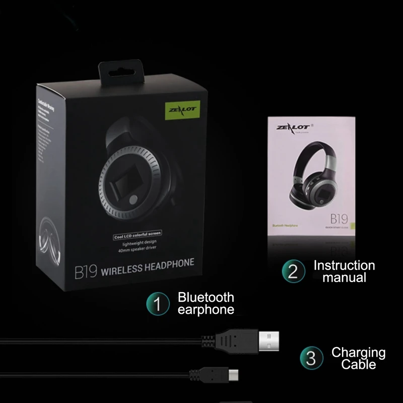 ZEALOT B19, беспроводная гарнитура, Bluetooth гарнитура, высокая точность, карта FM, беспроводная гарнитура, Беспроводная музыкальная гарнитура, стерео Bluetooth 4,1