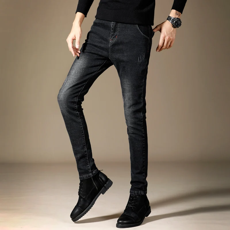 Spring New Men Jeans Black Classic Fashion Designer Denim Skinny Jeans Men's Casual High Quality Stretch Slim Fit Trousers