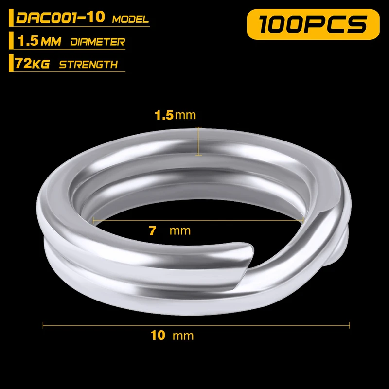 100 stücke Angeln Split Ringe Harte Köder Silber Edelstahl 4-12MM Double Loop Split Öffnen Karpfen Werkzeug angeln Zubehör bekämpfen – Detail 23