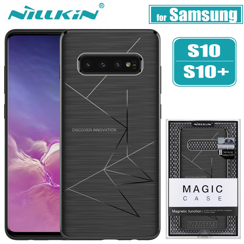 

Nilkin for Samsung Galaxy S10 Plus Case Cover Nillkin Wireless Charging Magic Magnetic Soft TPU Cover for Samsung S10+ S10 Capa