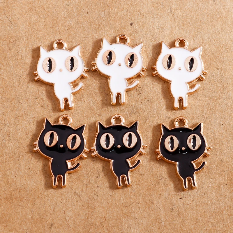 

10pcs/lot 13*17mm Animals Pendants Enamel Cat Charms Fit Bracelets Necklaces Accessories DIY Jewelry Findings