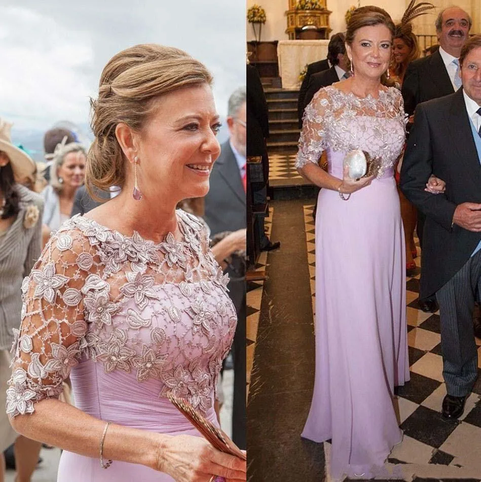 

Elegant Light Purple Mother Dress With LAce chiffon Pleats Formal Evening Party Wears Cheap 2020 Mother Of The Bride Dresses